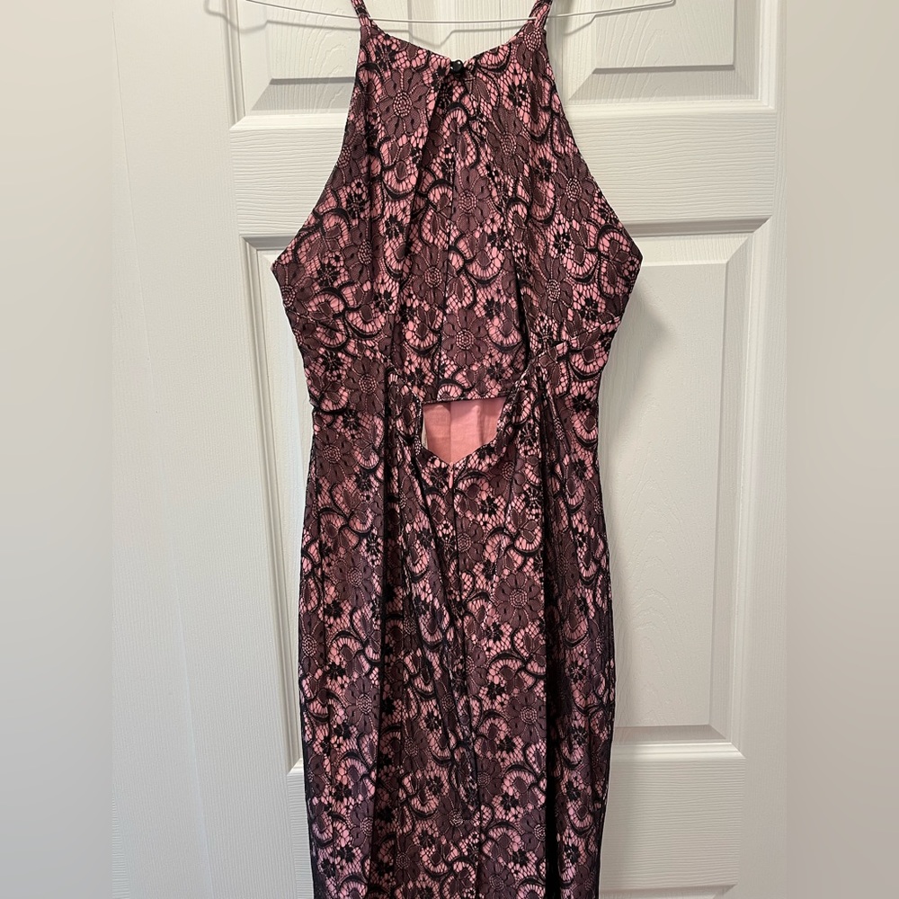 Bettie Page by Tatyana Black and Pink Open Back Retro Fitted Pencil Dress XL - Picture 3 of 5